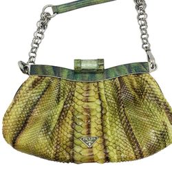 Prada Python Snake Skin Chain-link Clutch Shoulder Bag