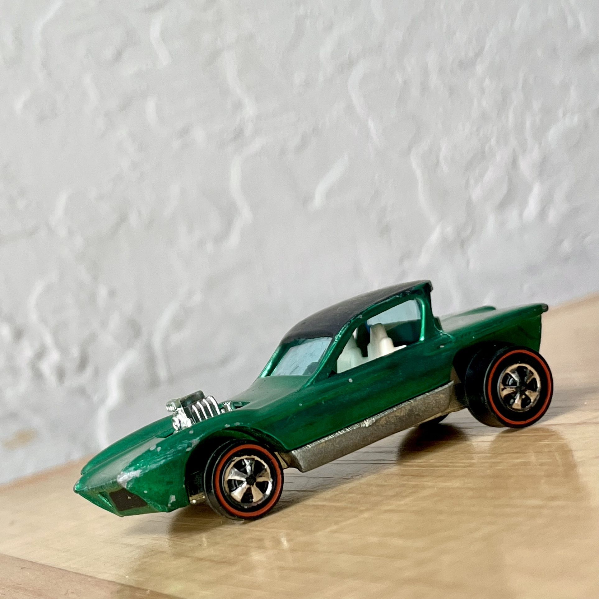 Vintage 1967 Redline Hot Wheels Python Car Hong Kong, Green With White Interior