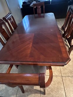 Wood Dining Table with 6 Chairs