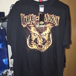 Harley Davidson Motorcycles  Shirt  Fire Hog/ Boar Graphic 2011 Nwt Size Xl