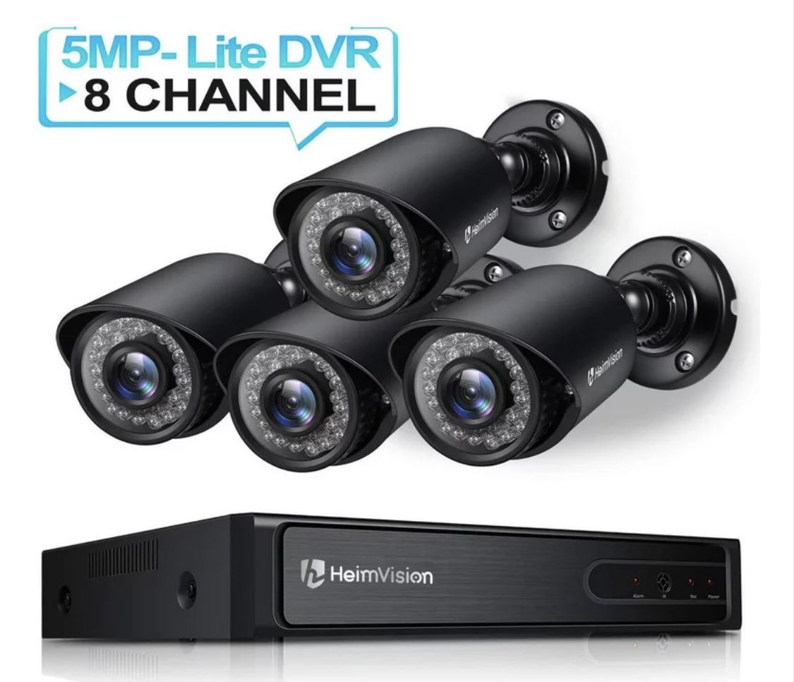 HeimVision HM245 8CH 1080P Wired Security Camera System, 5MP-Lite HD-TVI DVR 4Pcs 1920TVL Outdoor/Indoor Weatherproof CCTV Surveillance Camera with Ni