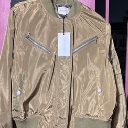 COTTON CANDY LA, Army Green Satin Bomber Jacket,Large