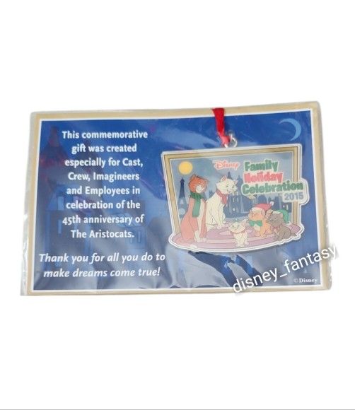 2015 Disney Family Holiday Celebration Aristocats Ornament Cast Exculsive