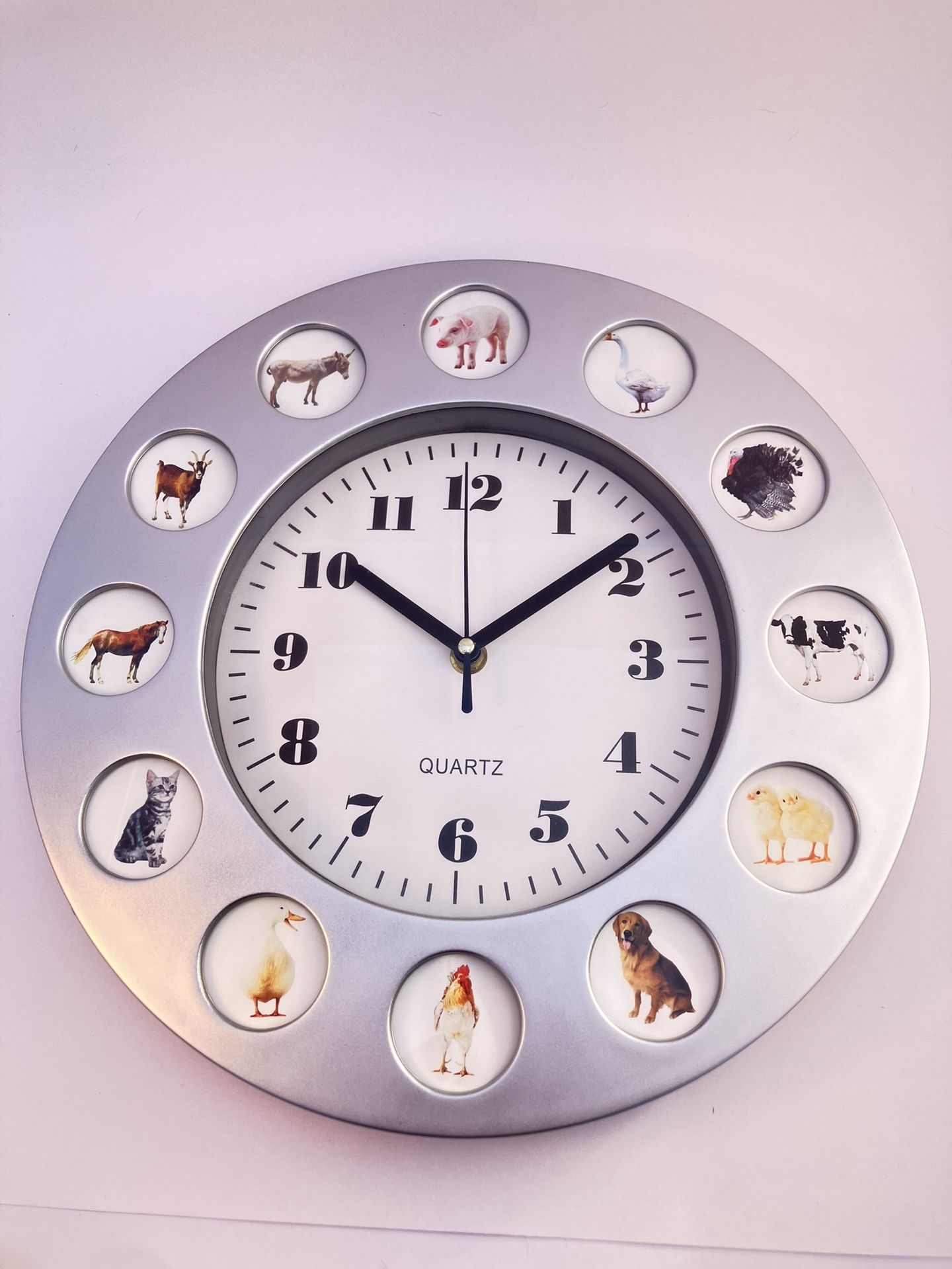 BRAND NEW 12” Farm Animal Wall Clock (cow, pig, rooster, etc.) – $22