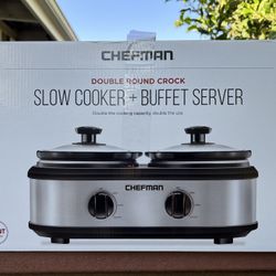 Chefman Double Round Crock Slow Cooker + Buffet Server 2.5 QT [014]