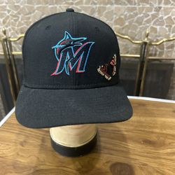 0711 New Era x FELT 59FIFTY Miami Marlins fitted baseball hat with butterfly embroidery fitted sz 7