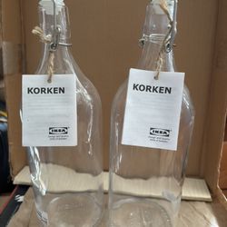 IKEA KORKEN Glass Bottles with Topper