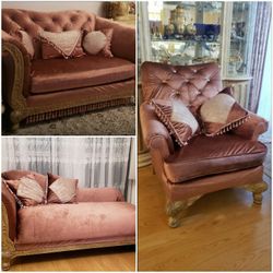 Sofa Living Room Set of 3 Pieces. Dusty Rose.