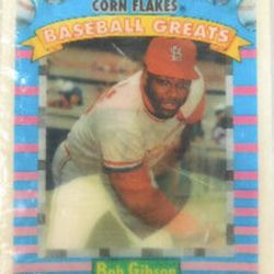 2 Sets of 1991 Kellogg’s Cornflakes Baseball Greats Factory Sealed Sets Of 15 Greats Gibson, Aaron, Mays, Berra Etc.