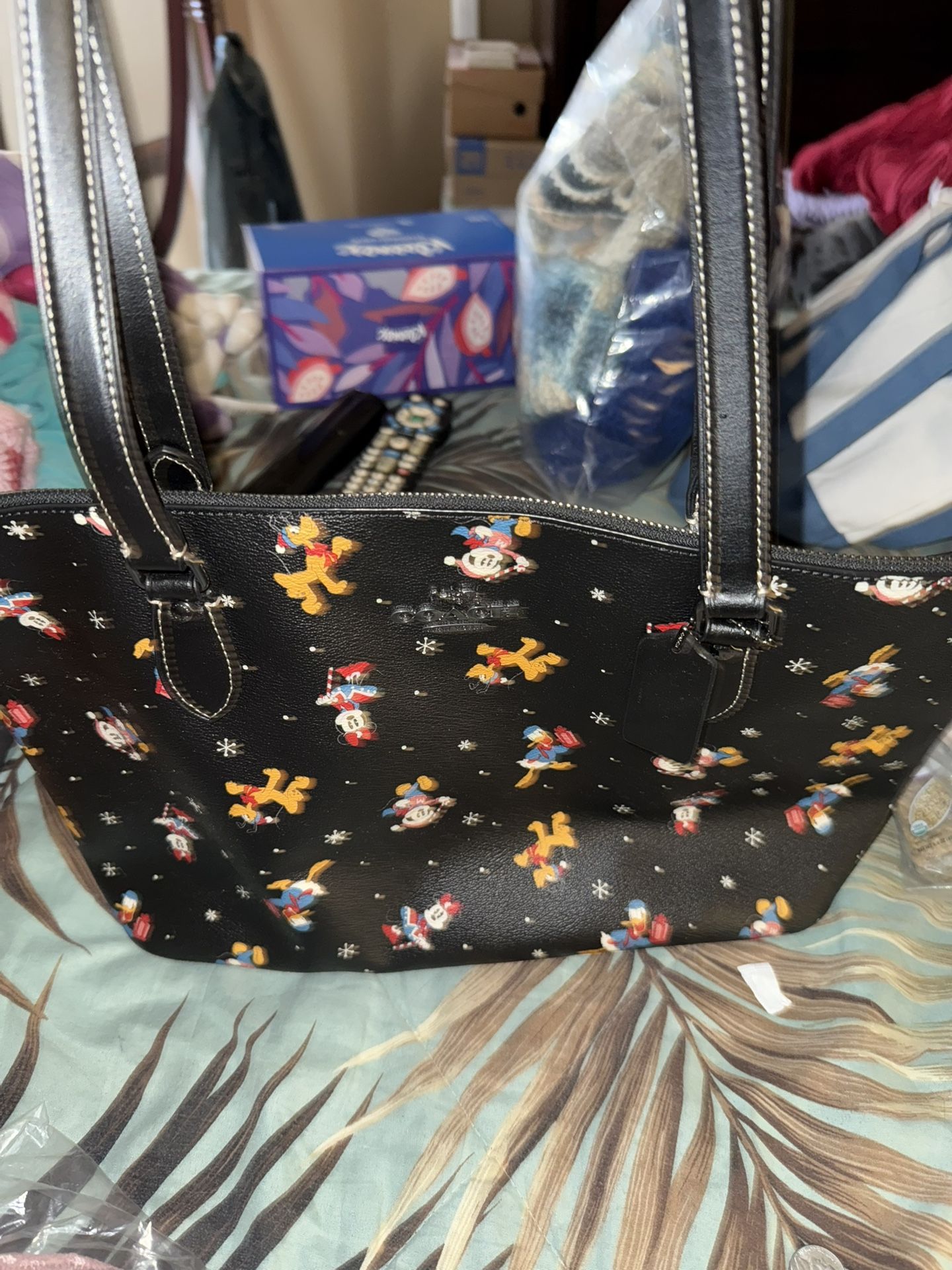 Coach, Disney Christmas Bag With Matching Wristlet 