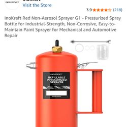 InoKraft Red Non-Aerosol Sprayer G1 - Pressurized Spray Bottle for Industrial-Strength, Non-Corrosive, Easy-to-Maintain Paint Sprayer for Mechanical a