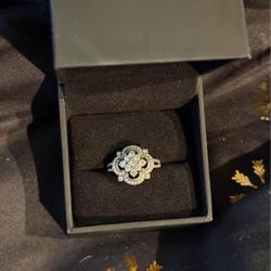 Romantic Diamond Floral Halo Engagement Ring 925 (1 1/2 Ct. Tw)