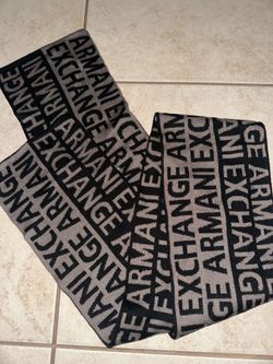 Armani Exchange A|X Logo Scarf Black Gray Designer Knit Scarf