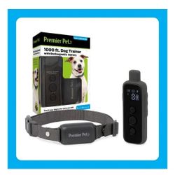 Premier Pet 1000-ft with Rechargeable Battery Dog Remote Training Collar, Gray