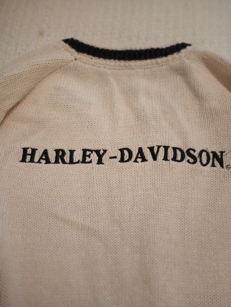 New Harley Davidson Tan Zip Up Long Sleeve Sweater