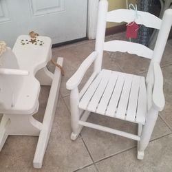Antique Infant Chair  And Wooden Horse  (Rockers)