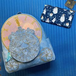 Loungefly and Danielle Nicole Disney Cinderella Midnight Carriage Coach Mini Backpack and Pouch - Both NWTs 