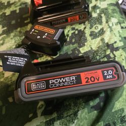 Two Black And Decker 20v Max 2.0AH Batteries Includes Charger