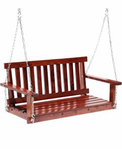 48” Wooden Porch Swing Bench Hanging Patio Garden Seat w/ Chains New In Box