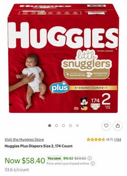 Huggies Plus Diapers Size 2, 174 Count