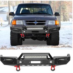 Front Bumper Compatible with 1(contact info removed) 1(contact info removed) 1997 Ford Ranger with Winch Plate, Sensor Holes and LED Lights