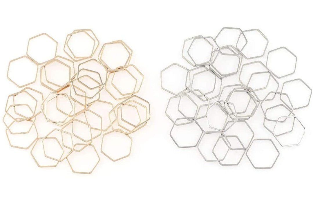 Teensery 40pcs Alloy Hexagon Open Bezel Charm Pendants/ Ubeesize Ring Light/ Colorsmoon Light Pad