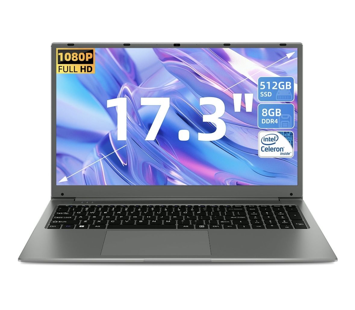 SGIN 17in 8gb DDR4 512gb ROM Windows 11 Laptop IPS 1920 x 1080 FHD Dual Core Intel Celeron, Mini HDMI