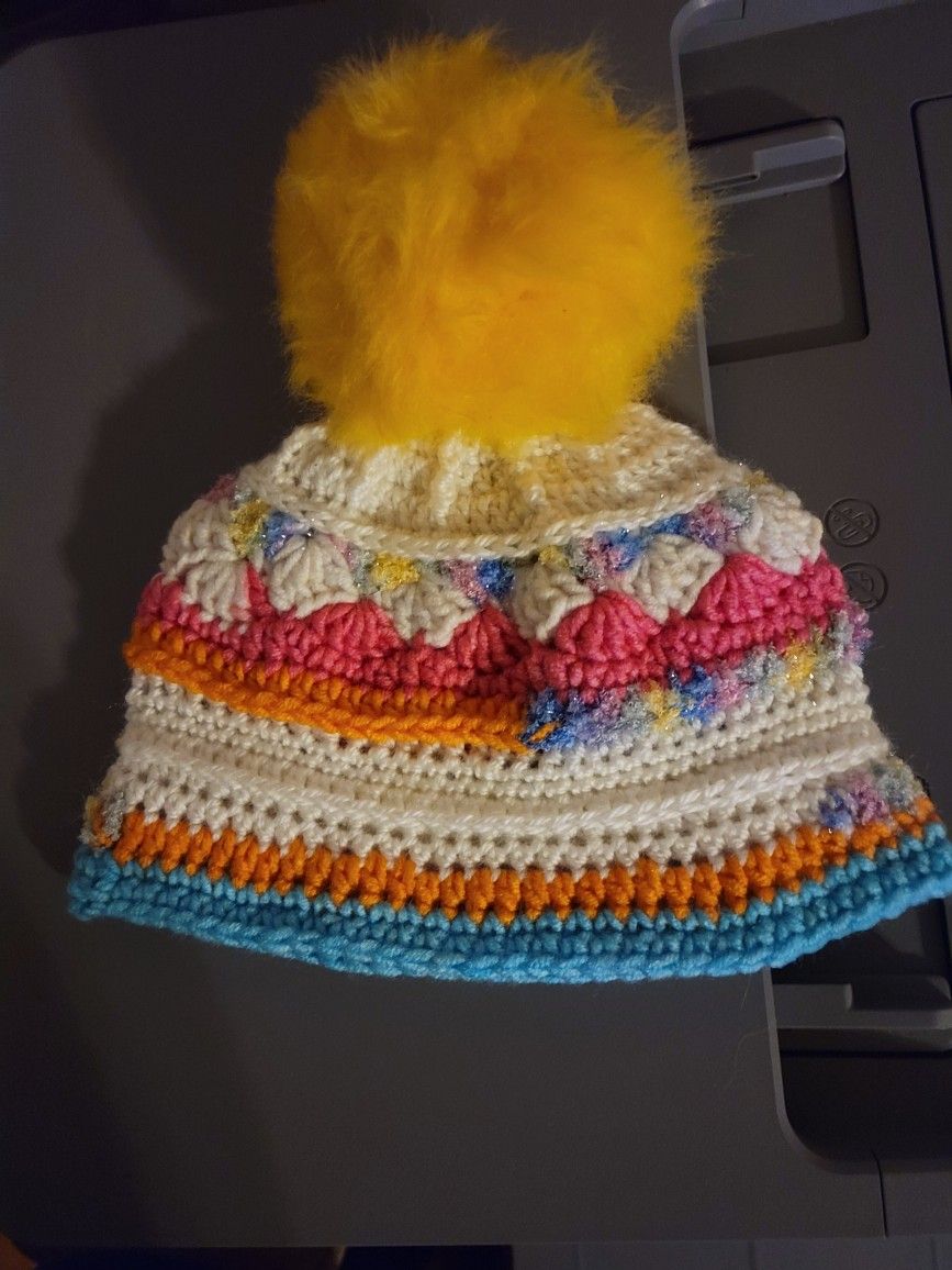 Hand crocheted 6-12 month old soft, warm and comfy hat