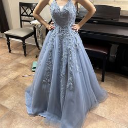 Formal dusty-blue dress
