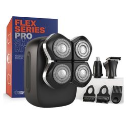 Freebird Electric Head & Body Hair Shaver - Mens Cordless Waterproof Razor with Rotary Blades (FlexSeries Pro, Shaver Kit)