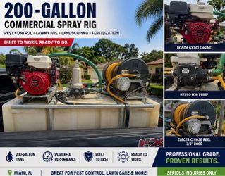 200-Gallon Commercial Pest Control / Lawn Spray Rig – Honda GX240 + Hypro D30