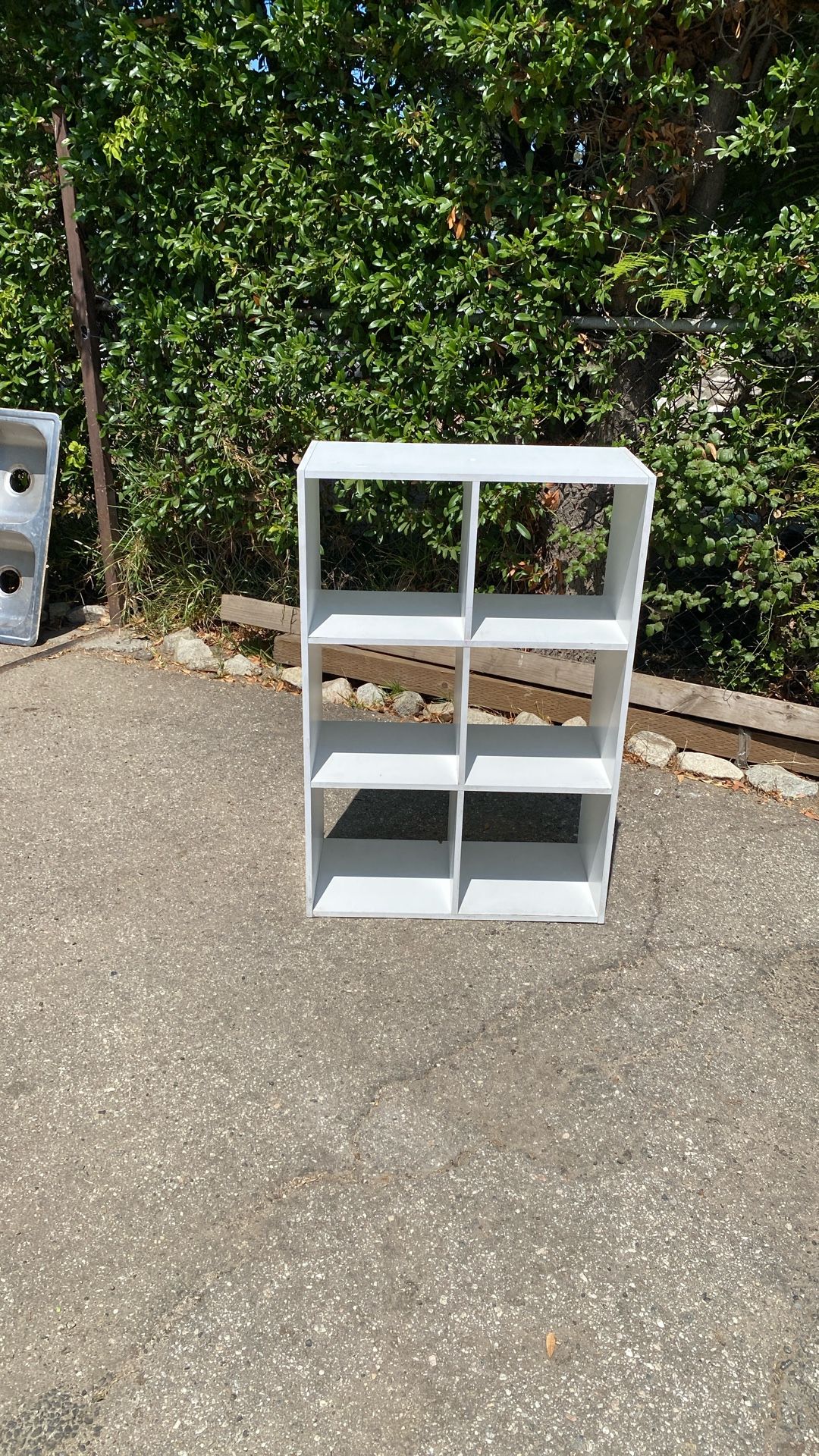 Great Book Shelf Organizer White Color Clean  Six Cubes Spaces Good Condition 