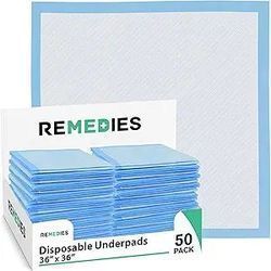 REMEDIES Disposable Underpads 36x36 Inches – Ultra Absorbent 85g Bulk Bed Pads for Adults