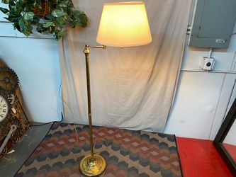 Brass Finish Swing Arm Floor Lamp w/ Pleated Shade