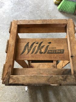 Vintage fruit wood crate Niki brand melons