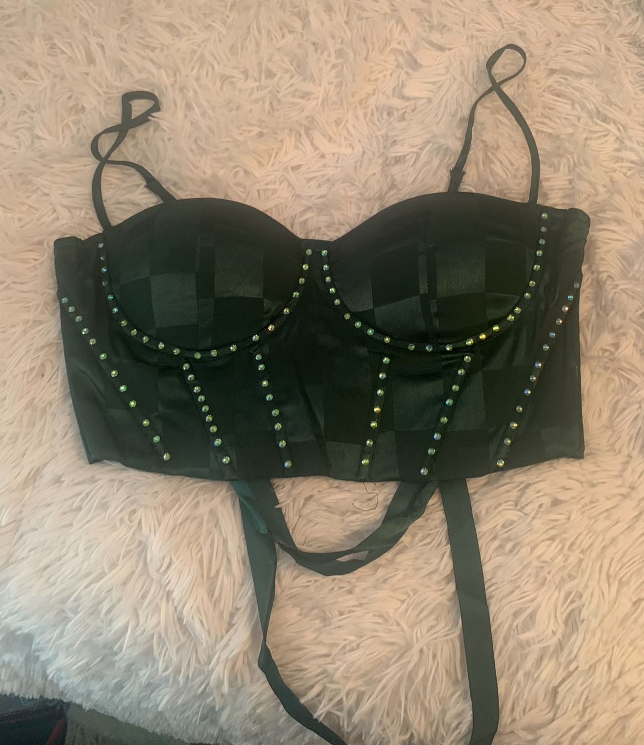 Green Corset Top With Stones