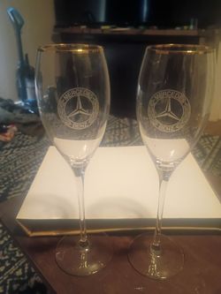 Mercedes-Benz Etched Champagne Flutes Set of 2