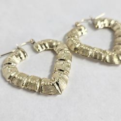 10kt Gold Hollow Bamboo Hoops