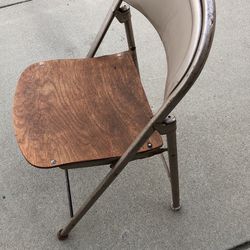 Vintage Mid Century American Seating Company Wood and Metal Folding Chair