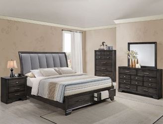 Bedroom set 4 pc Queen size Dark Grey finish, Platform bed, New Especial price