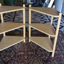 3 Tier Wood Ikea Shelves (Pair)