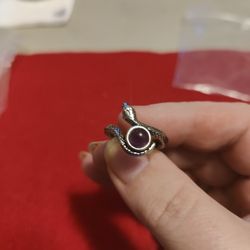 Amethyst Crystal Adjustable Snake Ring