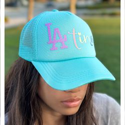 Trucker Hat “LA-tina” – Glitter Vinyl Design