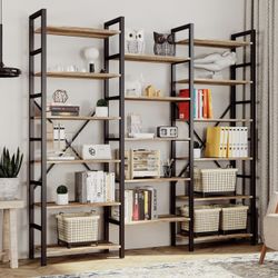 IRONCK Bookshelves 6 Tiers Triple Wide Industrial Bookshelf, 