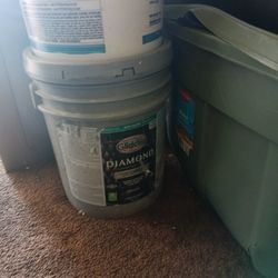 5- 5 Gallons Of Paint All Full 30$ Each Blue Grey Beige