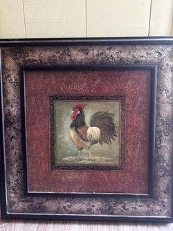 Framed Rooster Wall Art by Jo Moulton