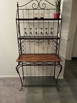 Wrought Iron Baker's Rack with Wine Glass Holder MAKE OFFER