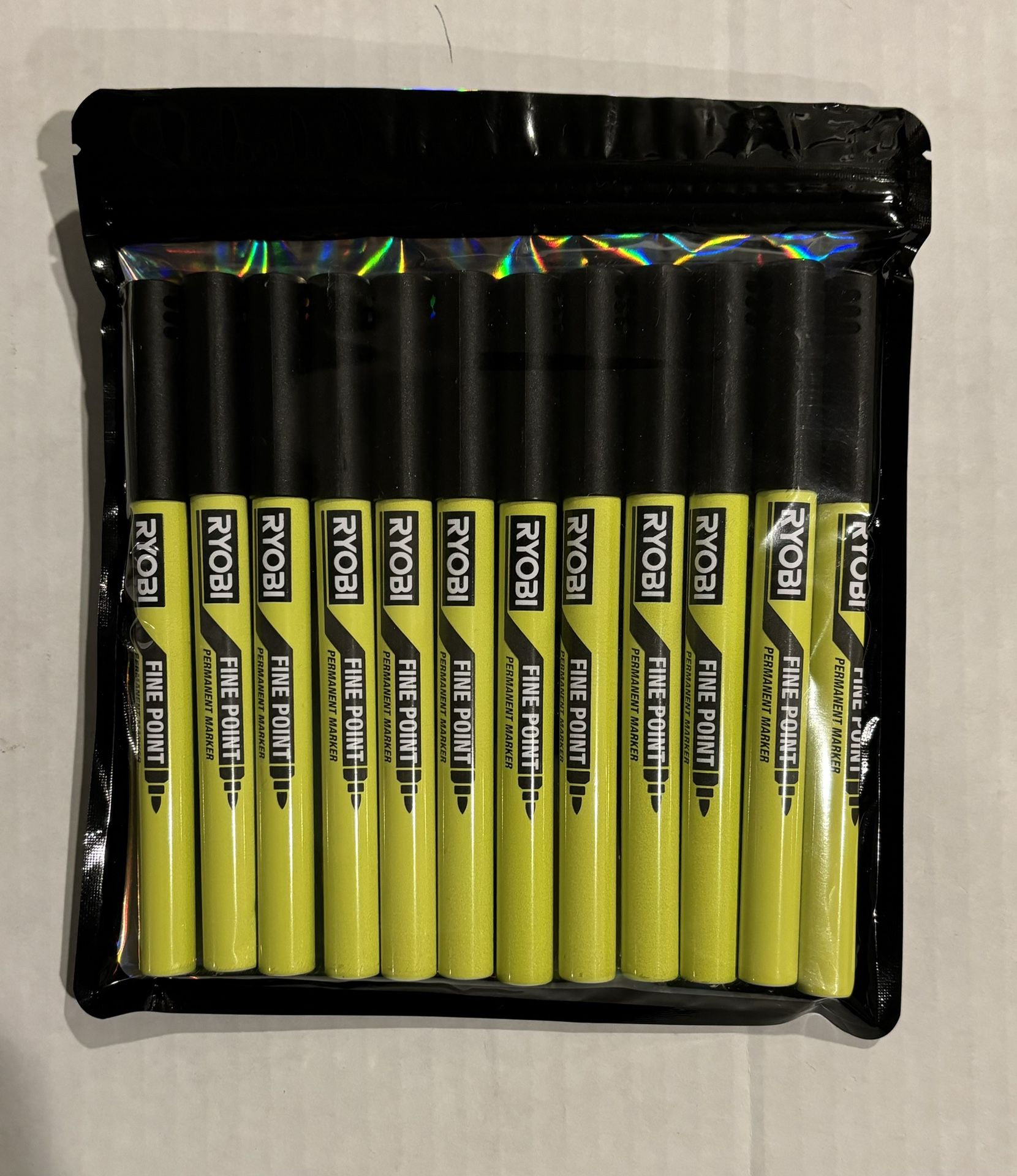 🆕 RYOBI 12 Pack Black Fine Point Permanent Workshop Marker