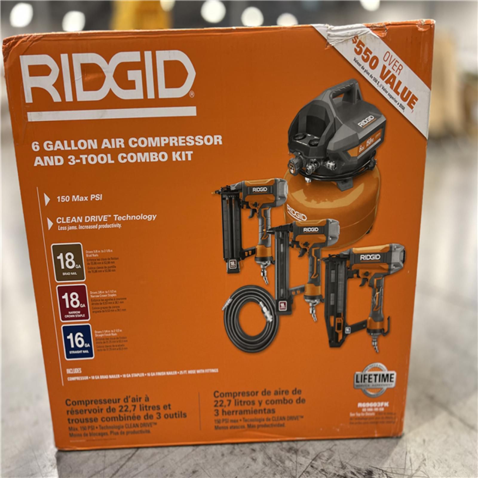 RIDGID 6 Gal. Portable Electric Pancake Air Compressor w/ 18GA Brad Nailer