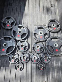 255lb Rubber Olympic Weight Plates Set